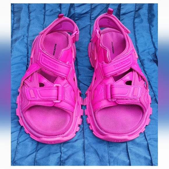 BALENCIAGA Track Rubber Sandals Hot Pink Size US 9 EU 39 - Picture 1 of 15